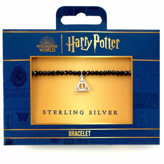 Harry Potter - Halál ereklyéi 925-ös sterling ezüst charm karkötő fekete kristályokkal Harry Potter - Halál ereklyéi 925-ös sterling ezüst charm karkötő fekete kristályokkal
