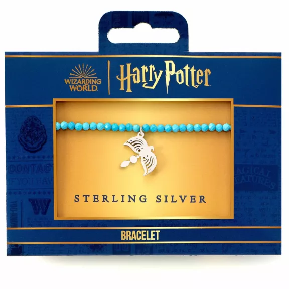 Harry Potter - Hollóháti diadém 925-ös sterling ezüst charm karkötő kék kristályokkal Harry Potter - Hollóháti diadém 925-ös sterling ezüst charm karkötő kék kristályokkal