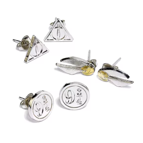 Harry Potter - Halál ereklyéi, Aranycikesz és 9 és 3/4. vágány bedugós fülbevaló szett Harry Potter - Halál ereklyéi, Aranycikesz és 9 és 3/4. vágány bedugós fülbevaló szett