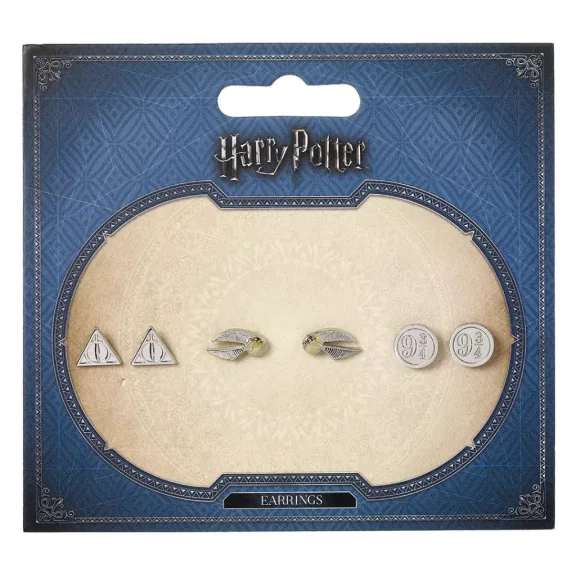Harry Potter - Halál ereklyéi, Aranycikesz és 9 és 3/4. vágány bedugós fülbevaló szett Harry Potter - Halál ereklyéi, Aranycikesz és 9 és 3/4. vágány bedugós fülbevaló szett